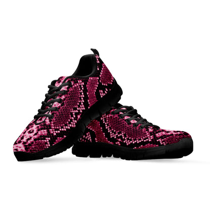 Pink Python Snakeskin Print Black Sneakers