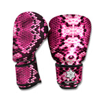 Pink Python Snakeskin Print Boxing Gloves