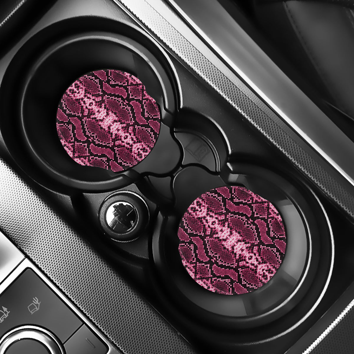 Pink Python Snakeskin Print Car Coasters