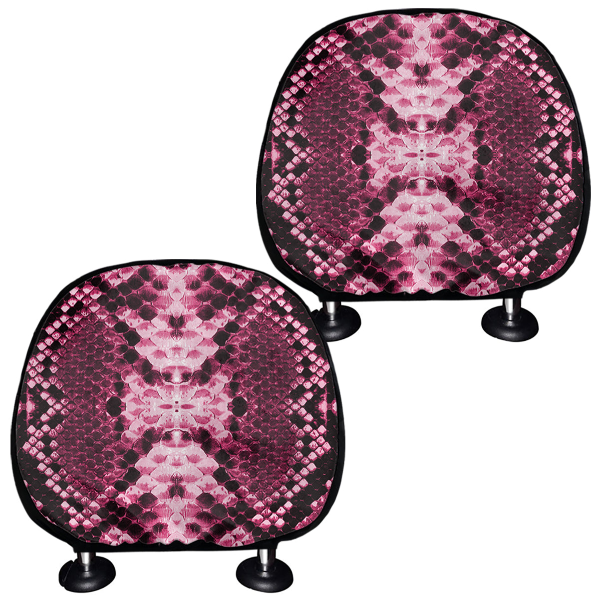 Pink Python Snakeskin Print Car Headrest Covers