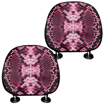 Pink Python Snakeskin Print Car Headrest Covers