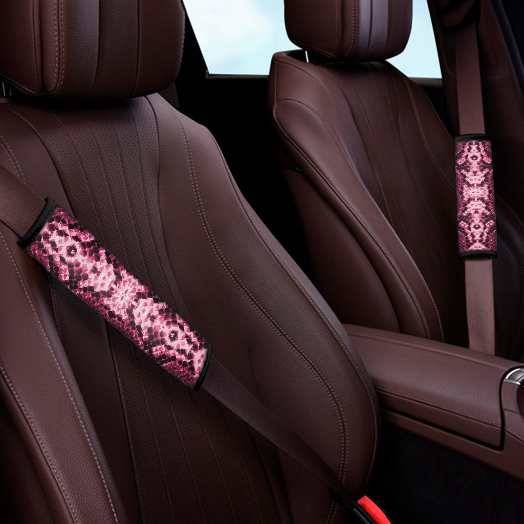 Pink Python Snakeskin Print Car Seat Belt Covers