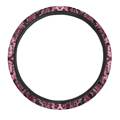 Pink Python Snakeskin Print Car Steering Wheel Cover