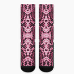 Pink Python Snakeskin Print Crew Socks