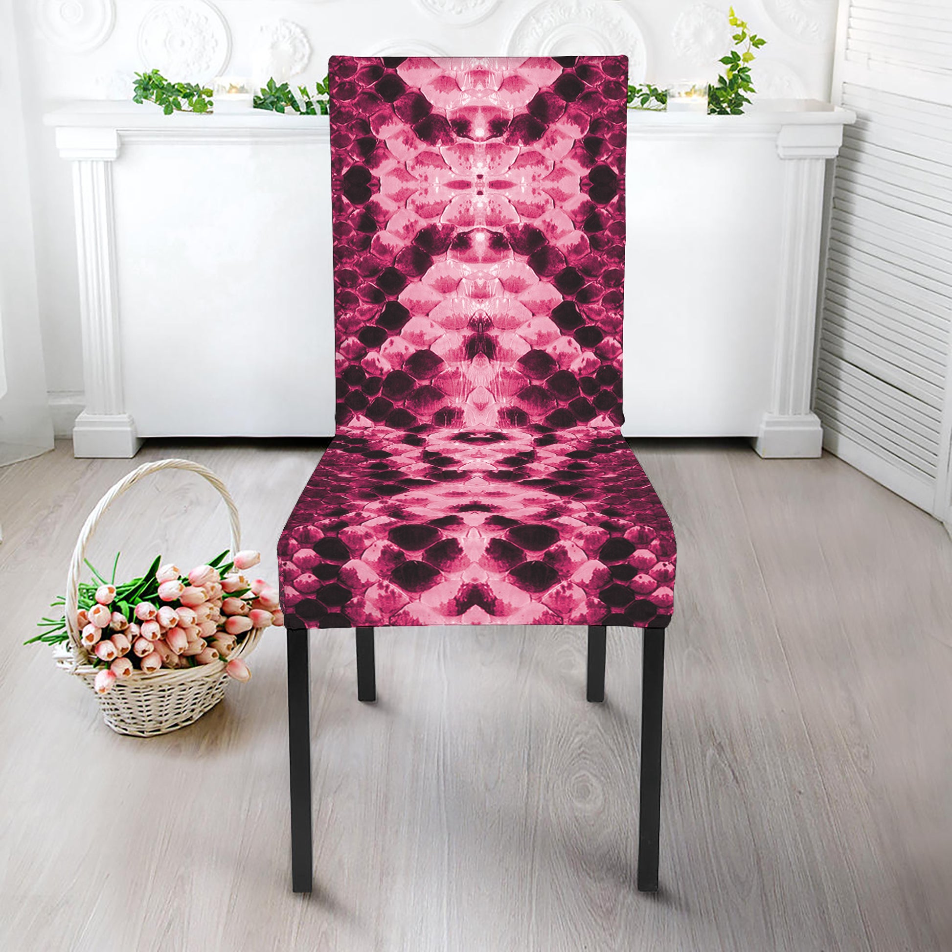 Pink Python Snakeskin Print Dining Chair Slipcover