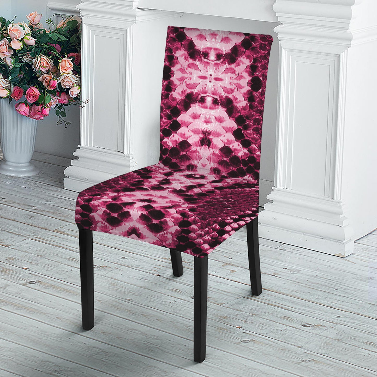 Pink Python Snakeskin Print Dining Chair Slipcover