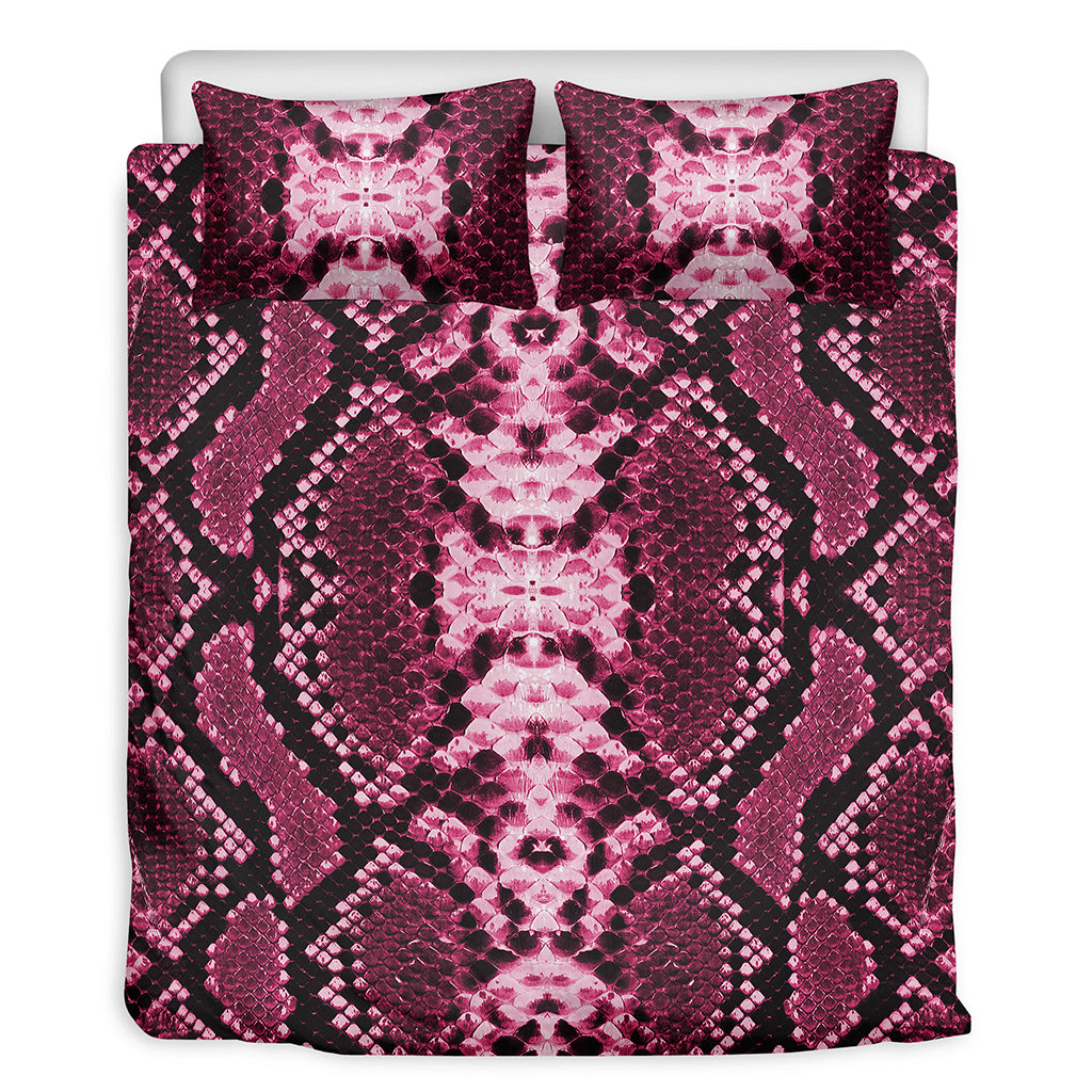 Pink Python Snakeskin Print Duvet Cover Bedding Set