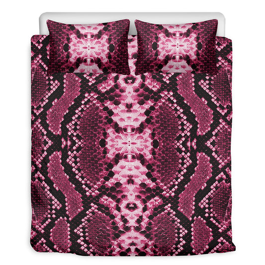 Pink Python Snakeskin Print Duvet Cover Bedding Set