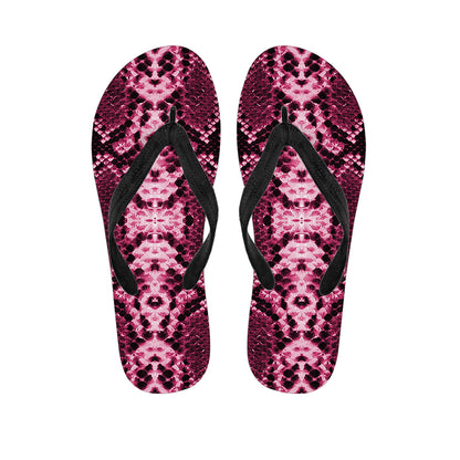 Pink Python Snakeskin Print Flip Flops