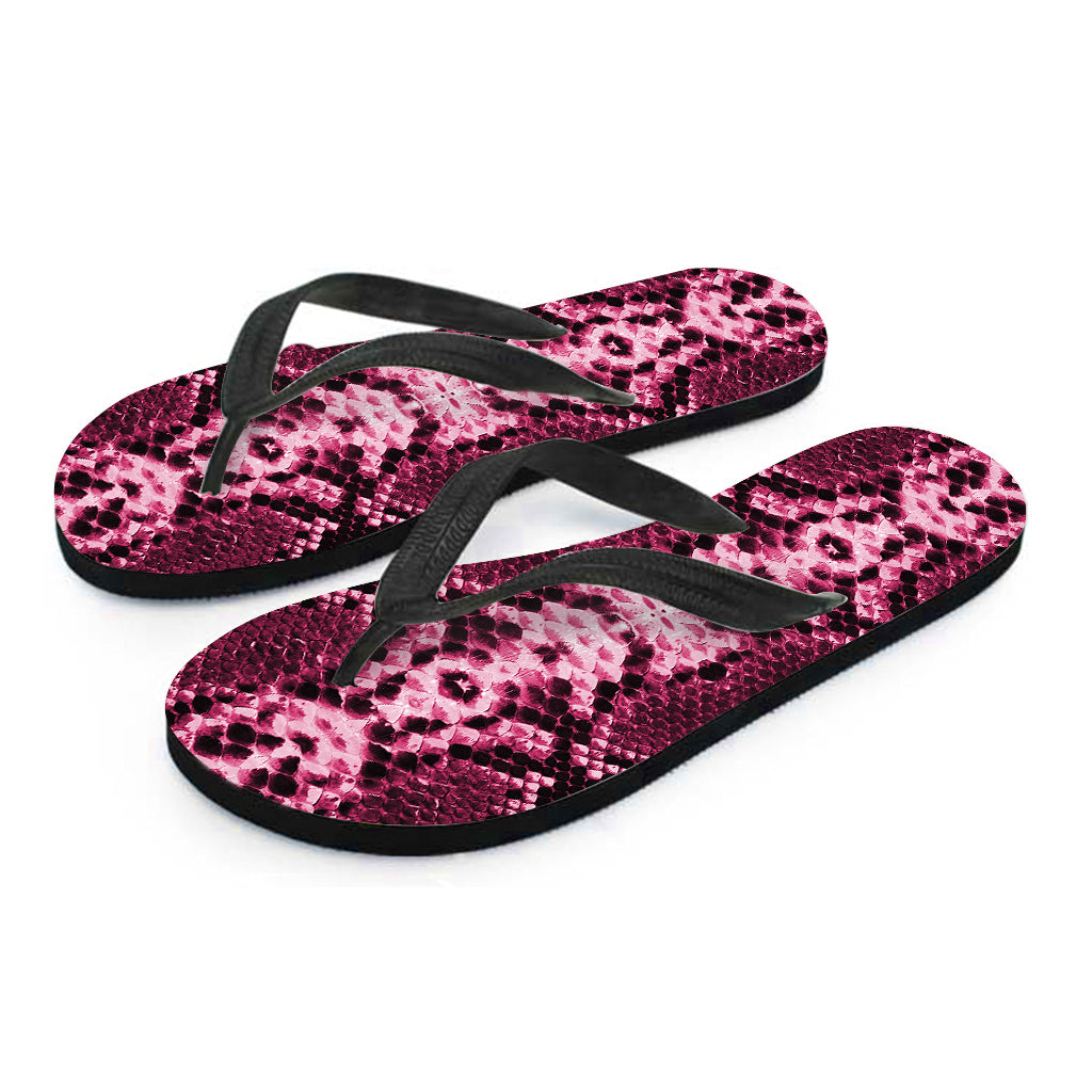 Pink Python Snakeskin Print Flip Flops
