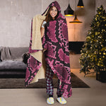 Pink Python Snakeskin Print Hooded Blanket