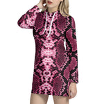 Pink Python Snakeskin Print Hoodie Dress
