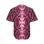Pink Python Snakeskin Print Men's Baseball Jersey
