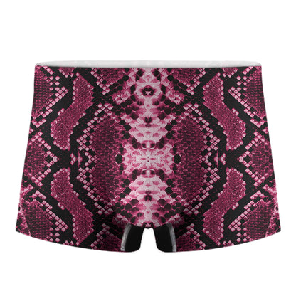 Pink Python Snakeskin Print Men's Boxer Briefs