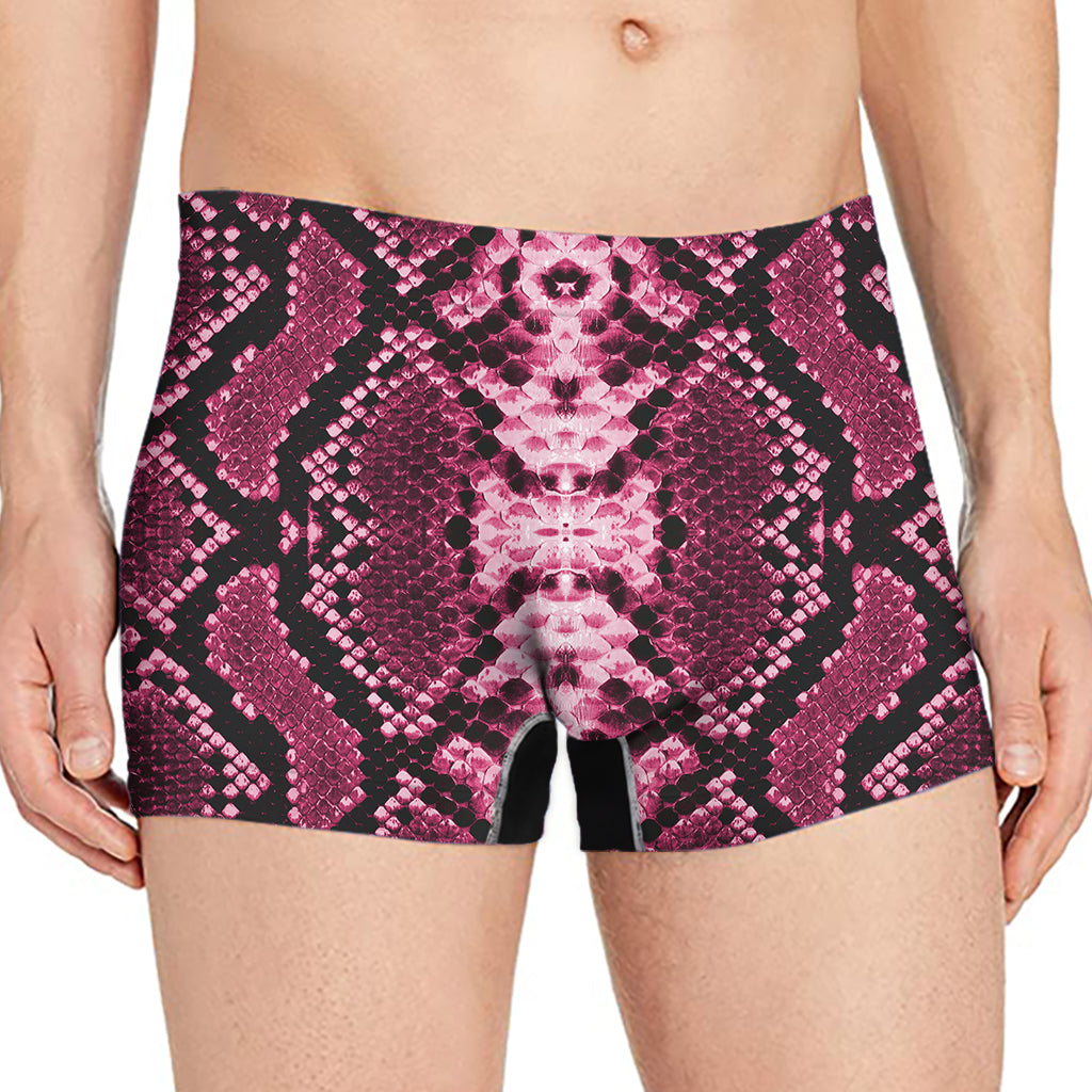 Pink Python Snakeskin Print Men's Boxer Briefs