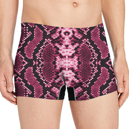 Pink Python Snakeskin Print Men's Boxer Briefs