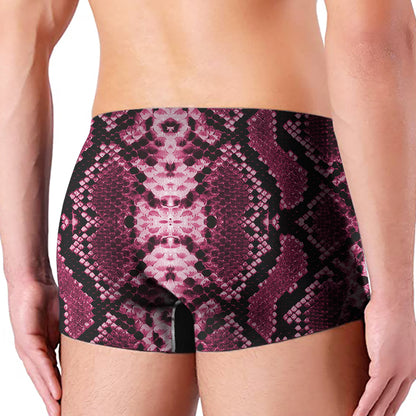Pink Python Snakeskin Print Men's Boxer Briefs