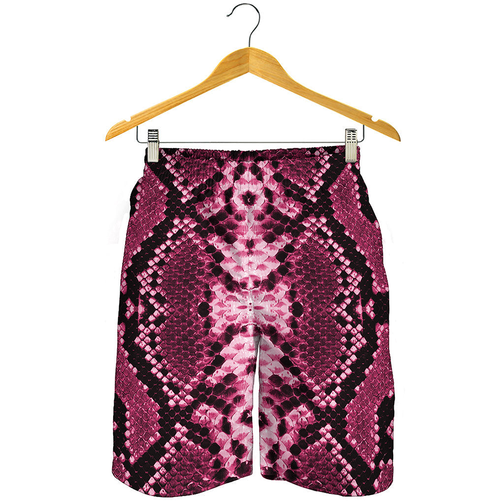 Pink Python Snakeskin Print Men's Shorts