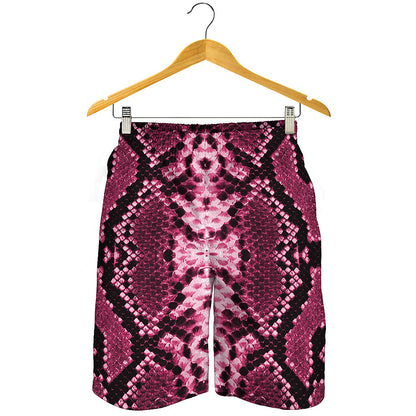 Pink Python Snakeskin Print Men's Shorts