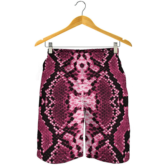 Pink Python Snakeskin Print Men's Shorts