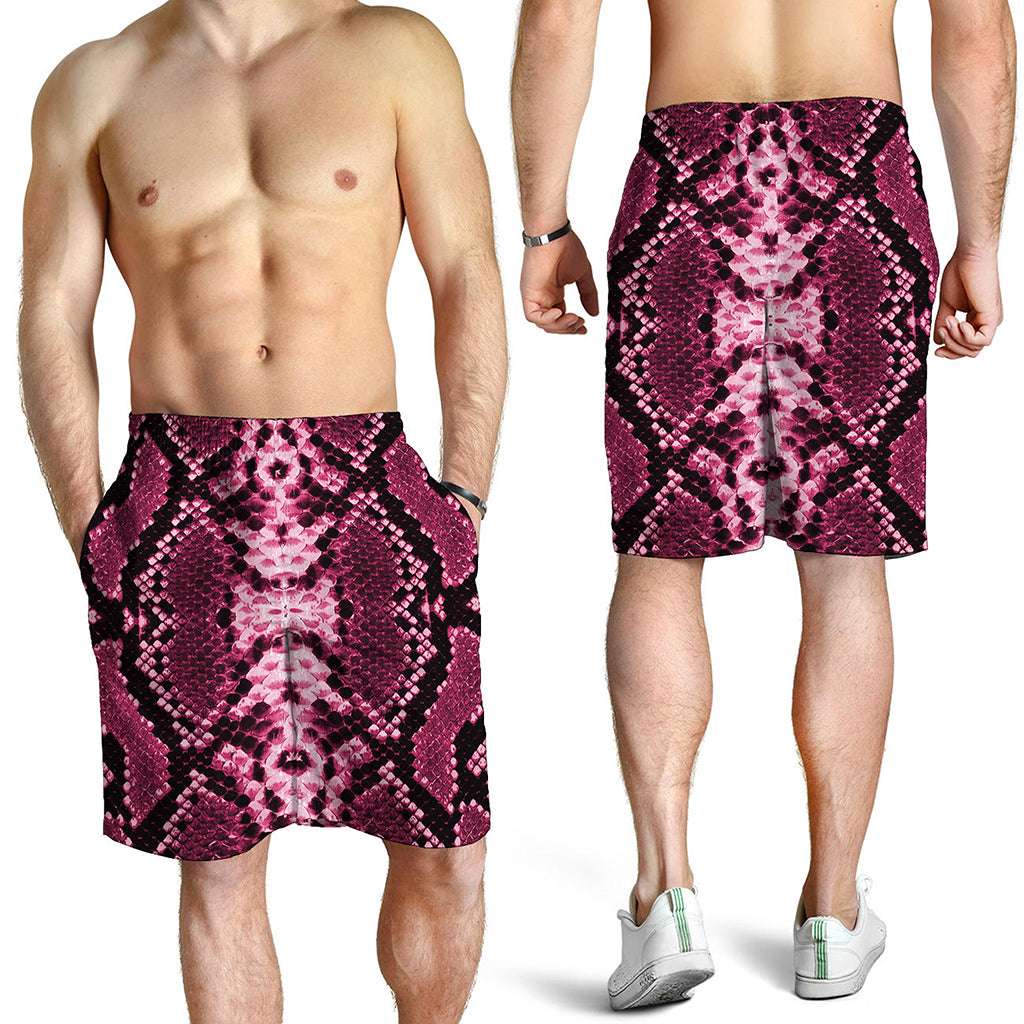 Pink Python Snakeskin Print Men's Shorts