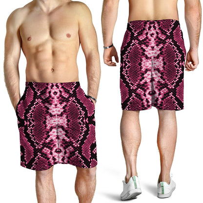 Pink Python Snakeskin Print Men's Shorts