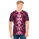 Pink Python Snakeskin Print Men's T-Shirt
