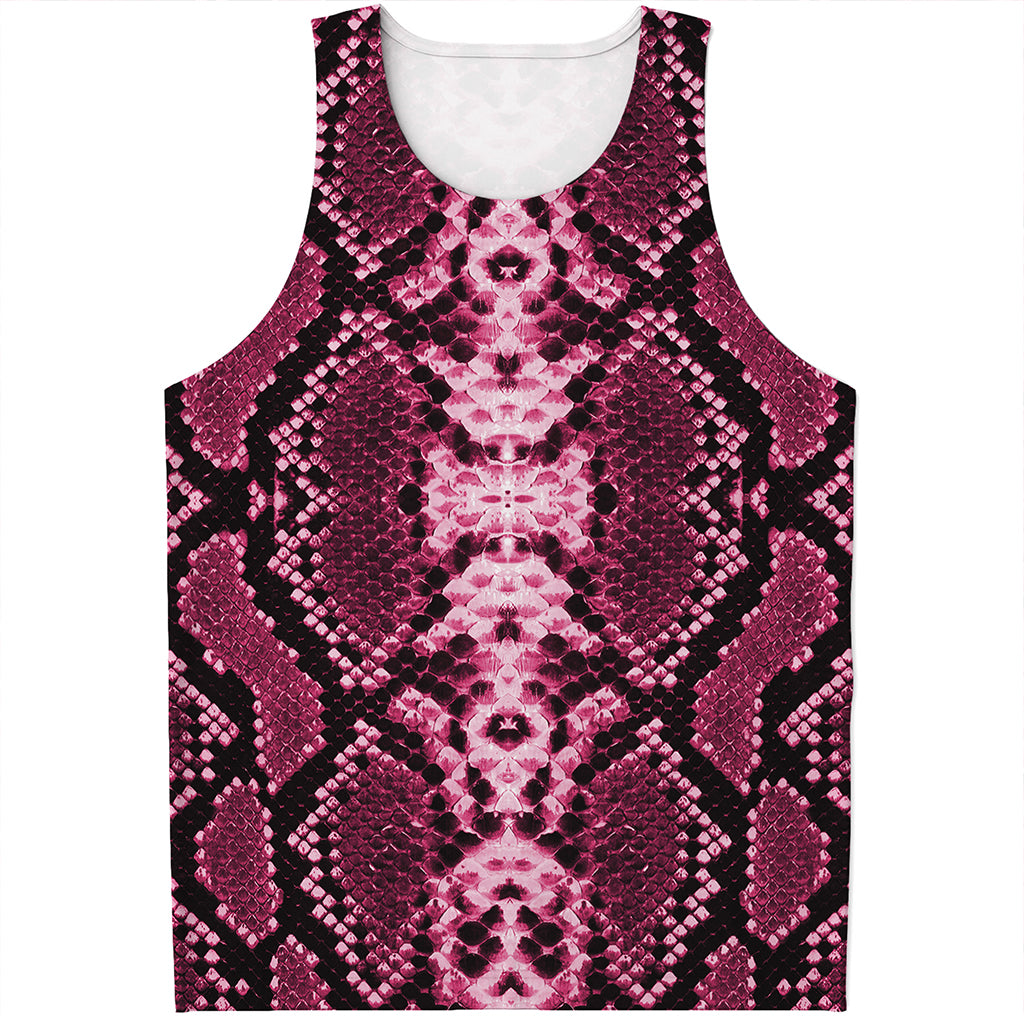 Pink Python Snakeskin Print Men's Tank Top