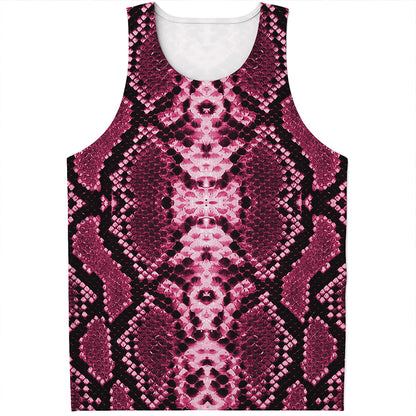 Pink Python Snakeskin Print Men's Tank Top