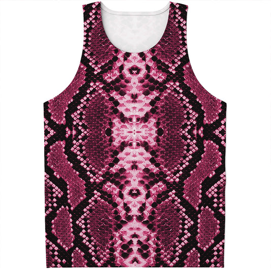Pink Python Snakeskin Print Men's Tank Top