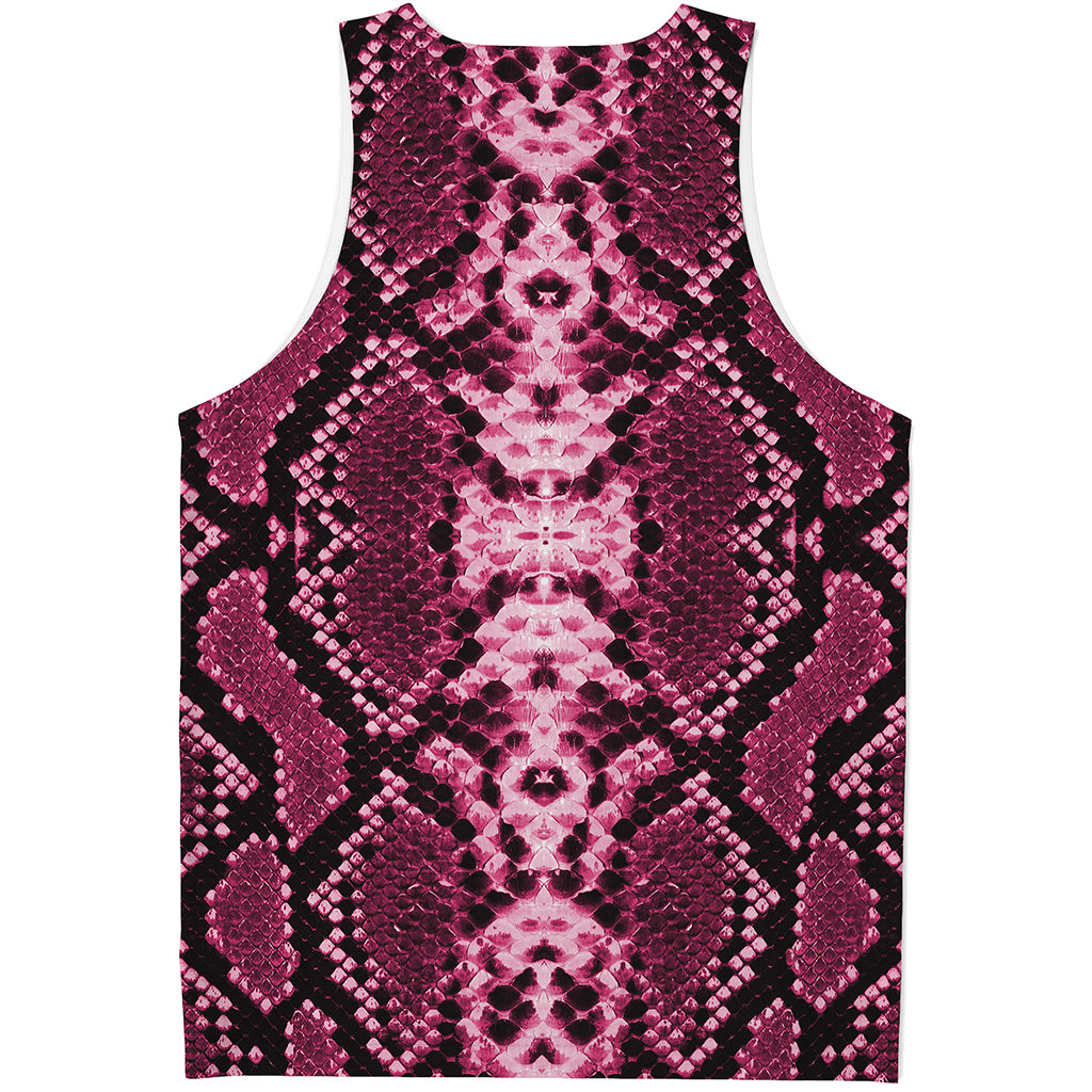 Pink Python Snakeskin Print Men's Tank Top