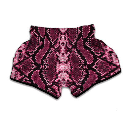 Pink Python Snakeskin Print Muay Thai Boxing Shorts