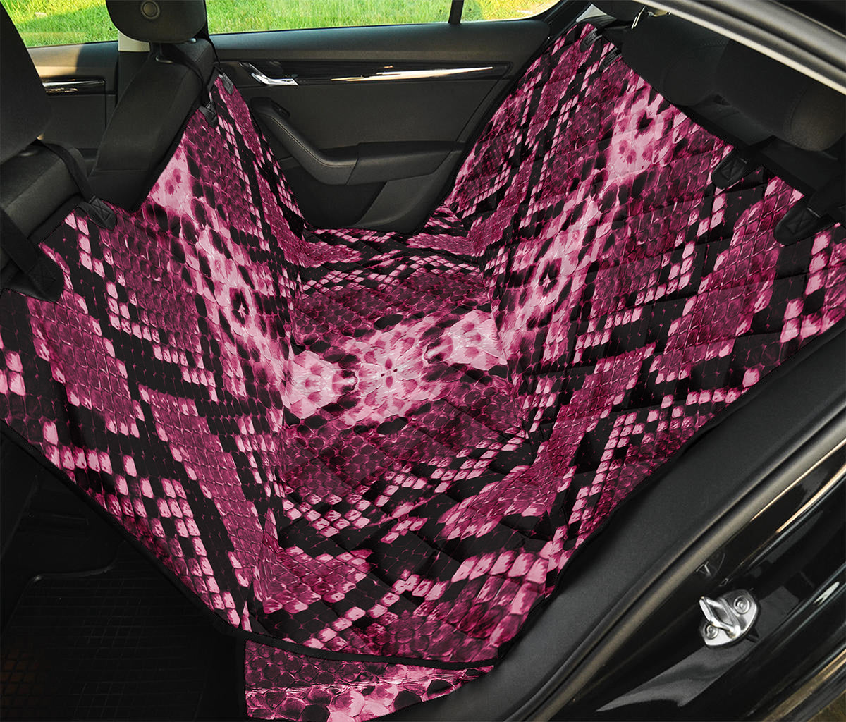 Pink Python Snakeskin Print Pet Car Back Seat Cover