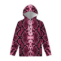 Pink Python Snakeskin Print Pullover Hoodie