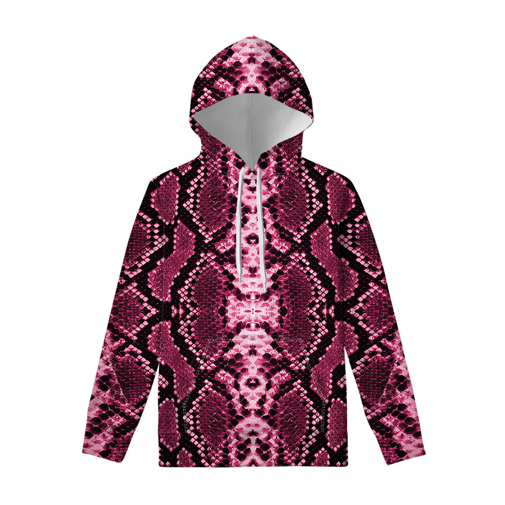 Pink Python Snakeskin Print Pullover Hoodie