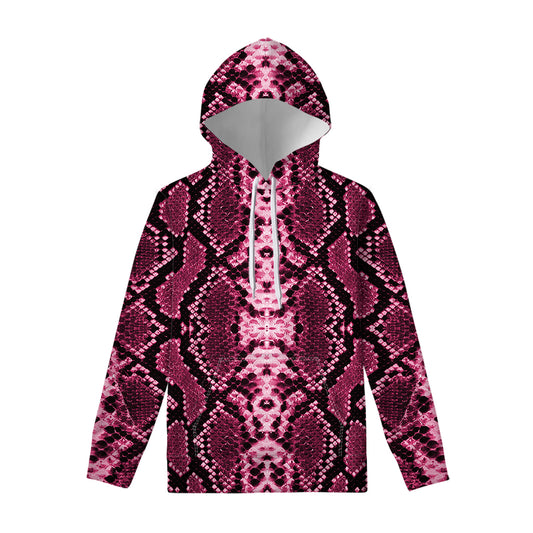 Pink Python Snakeskin Print Pullover Hoodie