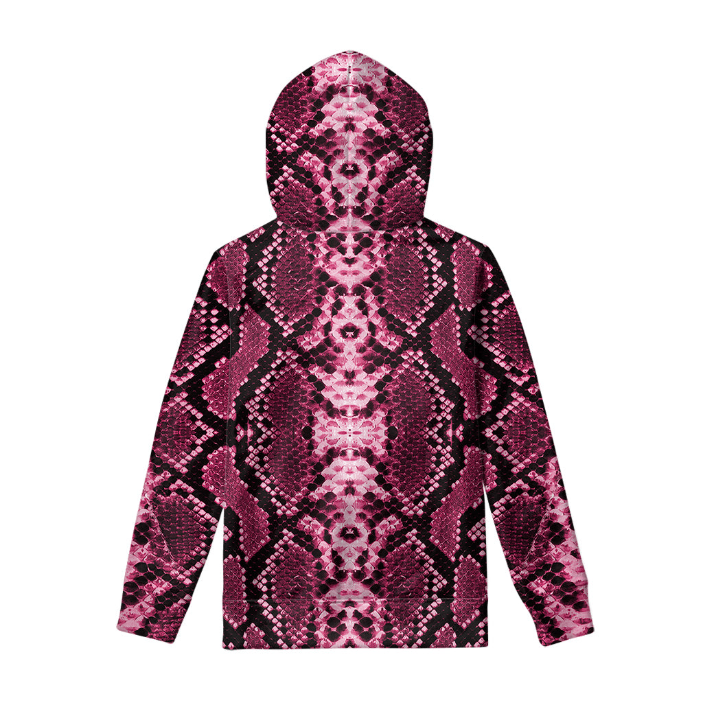 Pink Python Snakeskin Print Pullover Hoodie