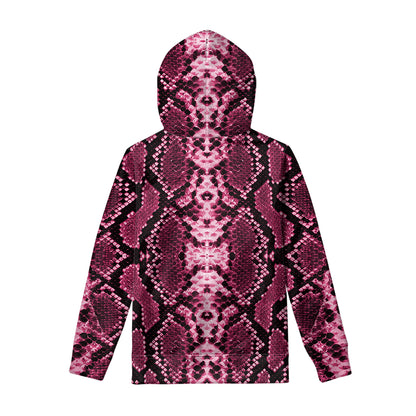 Pink Python Snakeskin Print Pullover Hoodie