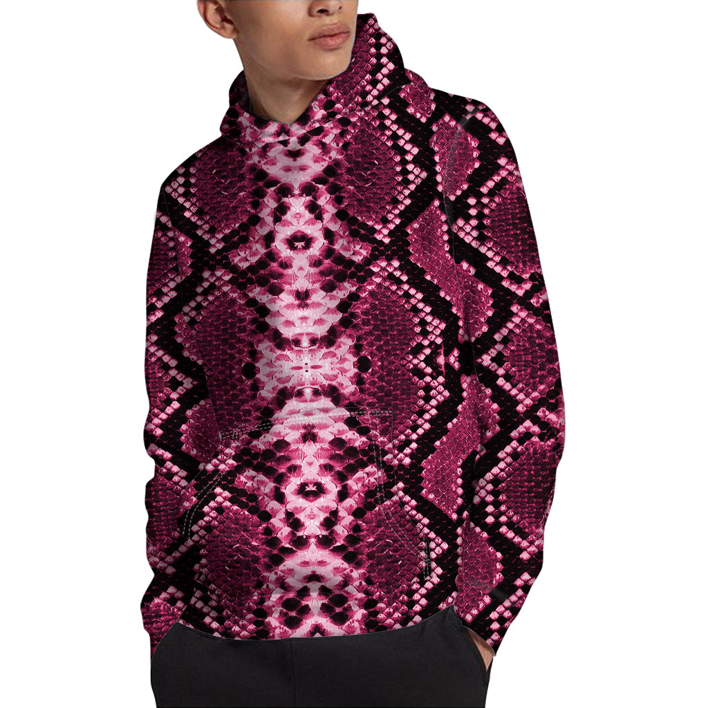 Pink Python Snakeskin Print Pullover Hoodie