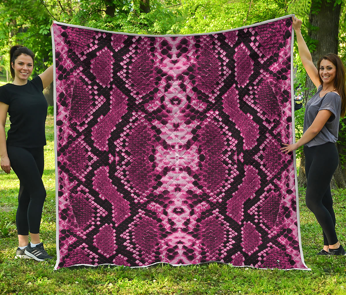 Pink Python Snakeskin Print Quilt