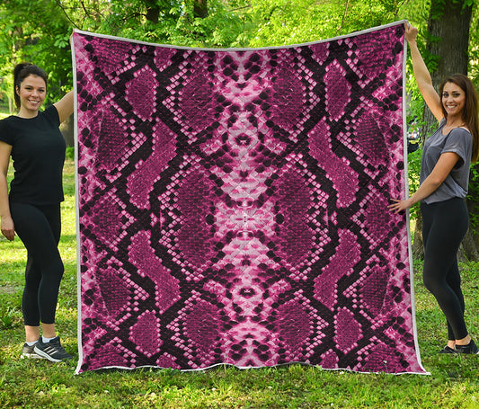 Pink Python Snakeskin Print Quilt