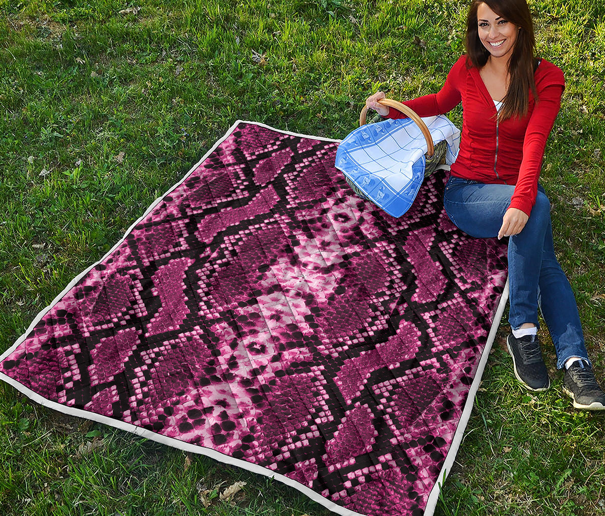 Pink Python Snakeskin Print Quilt