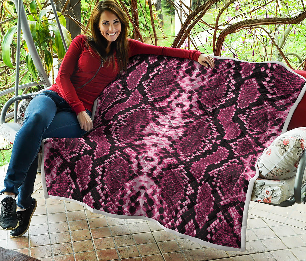 Pink Python Snakeskin Print Quilt