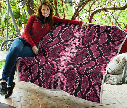 Pink Python Snakeskin Print Quilt