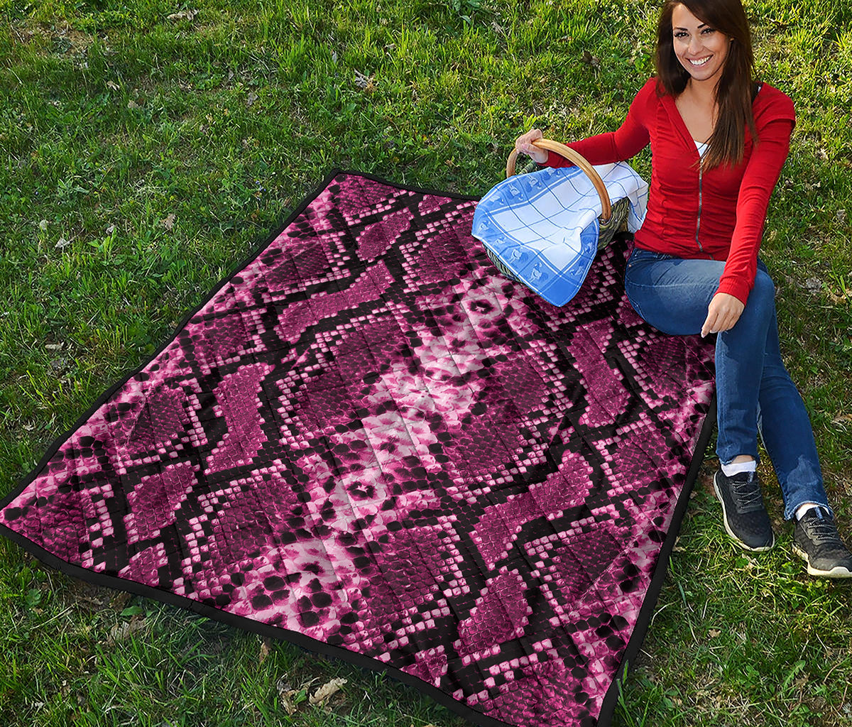 Pink Python Snakeskin Print Quilt