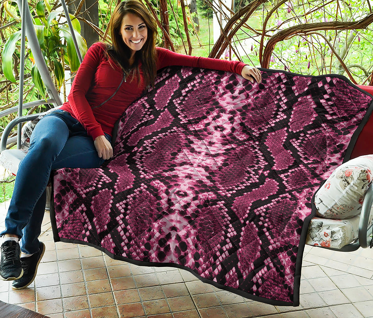 Pink Python Snakeskin Print Quilt