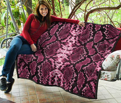 Pink Python Snakeskin Print Quilt