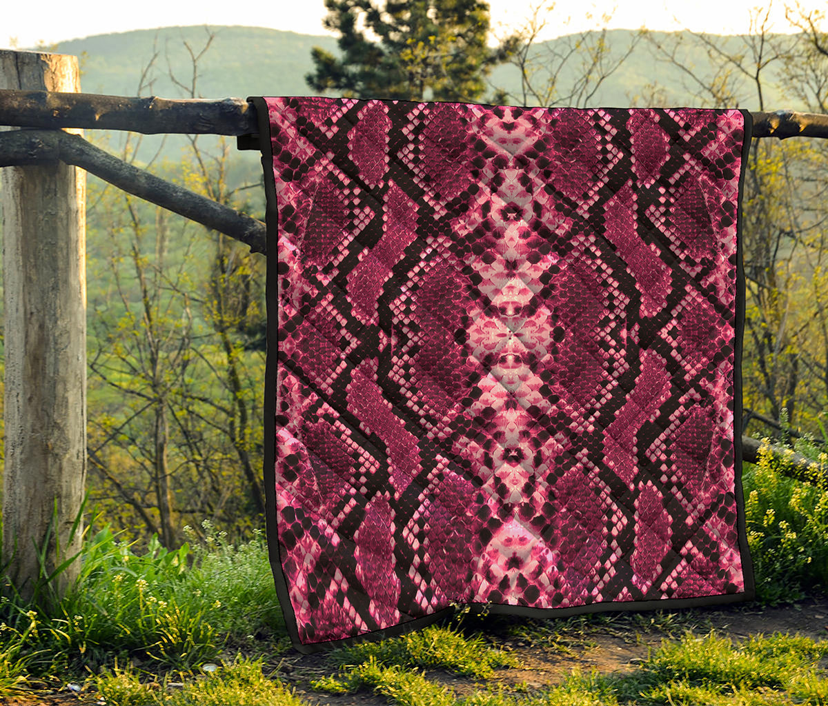 Pink Python Snakeskin Print Quilt