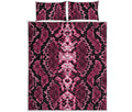Pink Python Snakeskin Print Quilt Bed Set