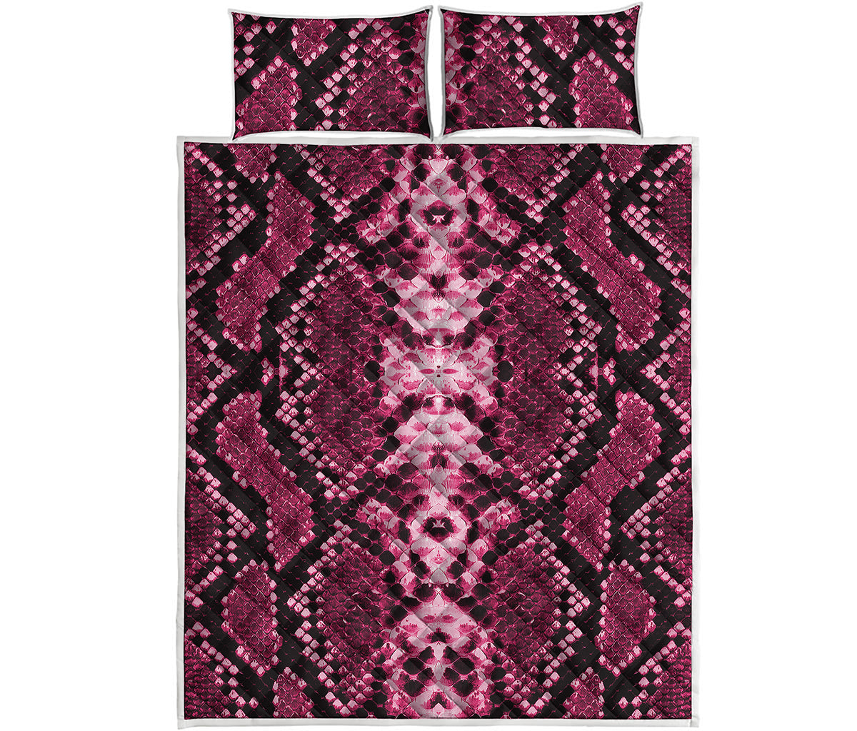 Pink Python Snakeskin Print Quilt Bed Set